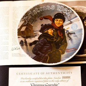 Norman Rockwell Fine China Collectible " Christmas Courtship"